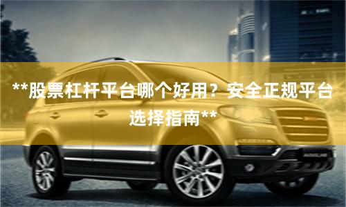**股票杠杆平台哪个好用？安全正规平台选择指南**